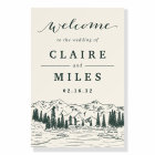 Hunter Green Mountain Sketch Wedding Welcome Sign