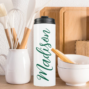Hunter Green Name Handwritten Script Custom Thermal Tumbler