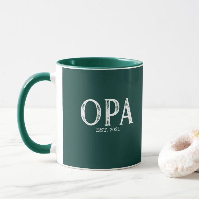 Hunter Green Opa Year Established Mug (With Donut)