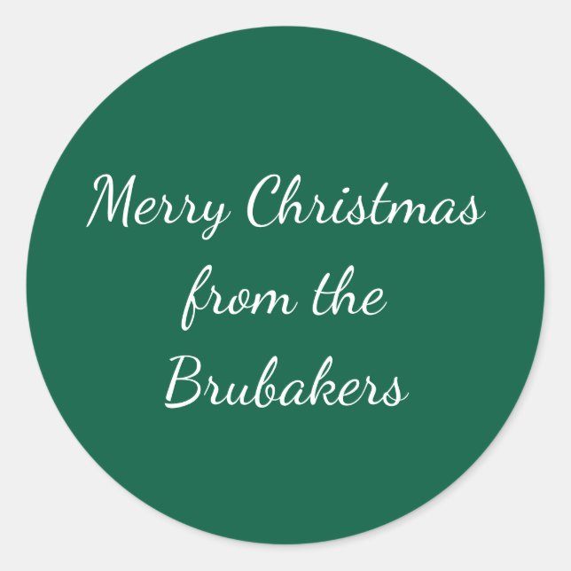 Hunter Green Personalized Christmas Envelope Classic Round Sticker (Front)