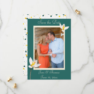 Hunter Green Photo Flat Save The Date Card
