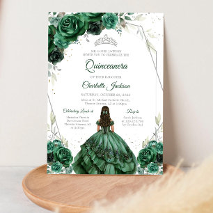 Hunter Green Quinceanera Birthday Invitation