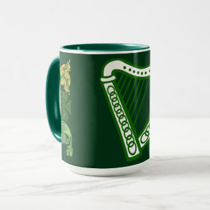 Hunter Green Saint Patrick's Day Irish Harp Celtic Mug