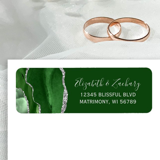 Hunter Green Silver Agate Wedding Return Address (Creator Uploaded)