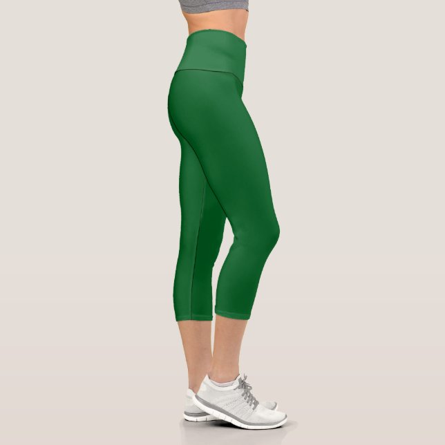 Hunter Green Solid Colour Capri Leggings  (Right)