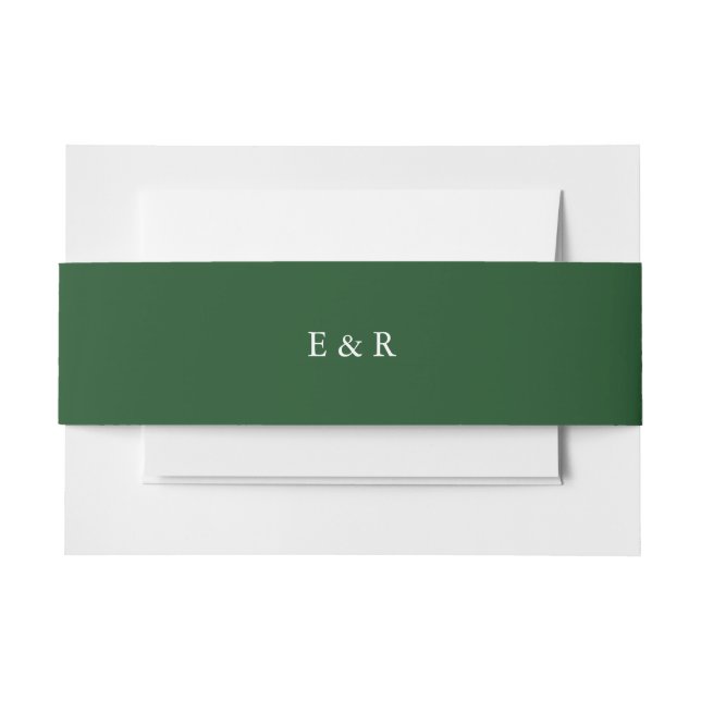 Hunter Green Solid Colour Trend Invitation Belly Band (Front Example)