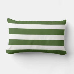 Hunter Green Striped Lumbar Style Outdoor Pillow