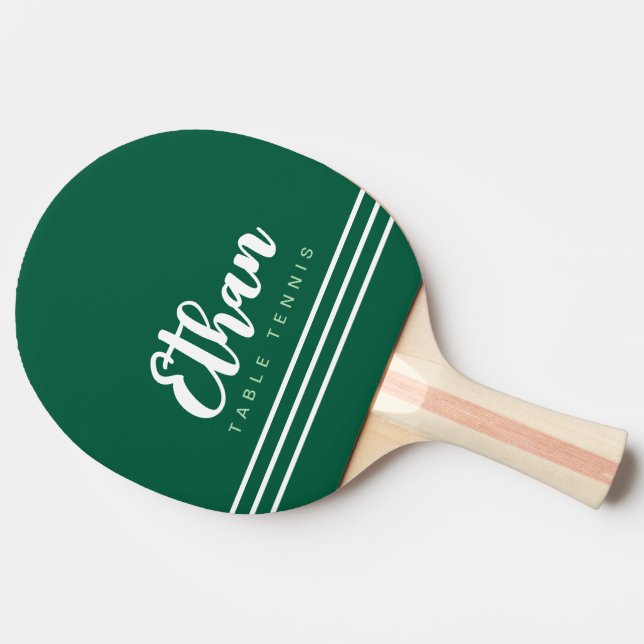 Hunter-Green Table-Tennis Name with 3 Stripes Ping Pong Paddle (Side)