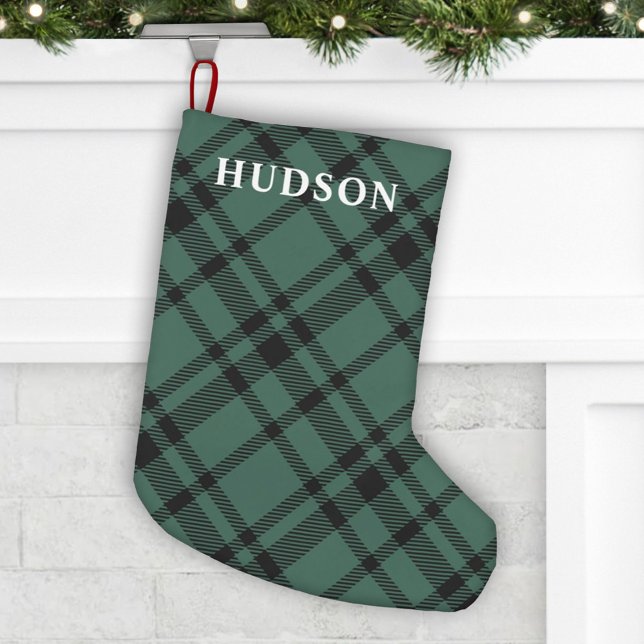 Hunter Green Tartan Plaid Holiday Small Christmas Stocking (Creator Uploaded)