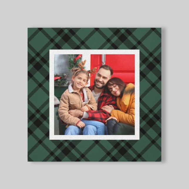Hunter Green Tartan Plaid Pattern Christmas Photo  Canvas Print (Creator Uploaded)
