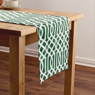 Hunter Green Trellis Short Table Runner