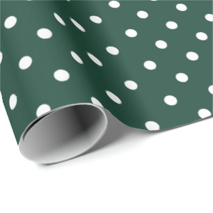 Hunter Green   White Polka Dot Wrapping Paper