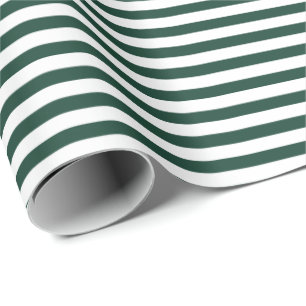 Hunter Green   White Stripe Wrapping Paper
