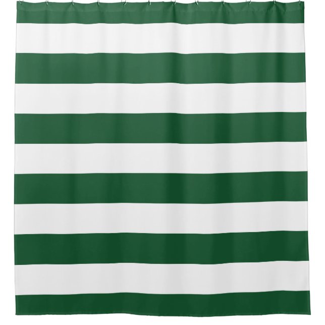 Hunter Green Wide Stripes Shower Curtain (Front)