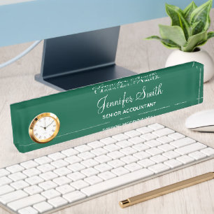 Hunter Green with Job Title Nameplate