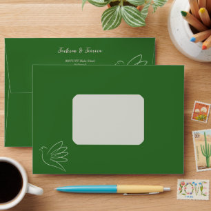 Hunter Green with Peace Dove Graphic  Envelope
