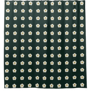 hunter green yellow and white Buttercup Flowers Shower Curtain