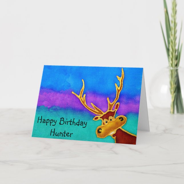Hunter, Happy Birthday silly stag card (Front)