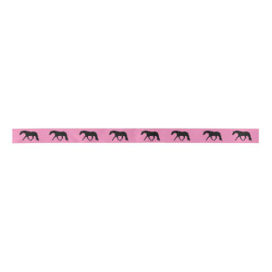 Hunter Horse Ribbon Black  Satin Ribbon