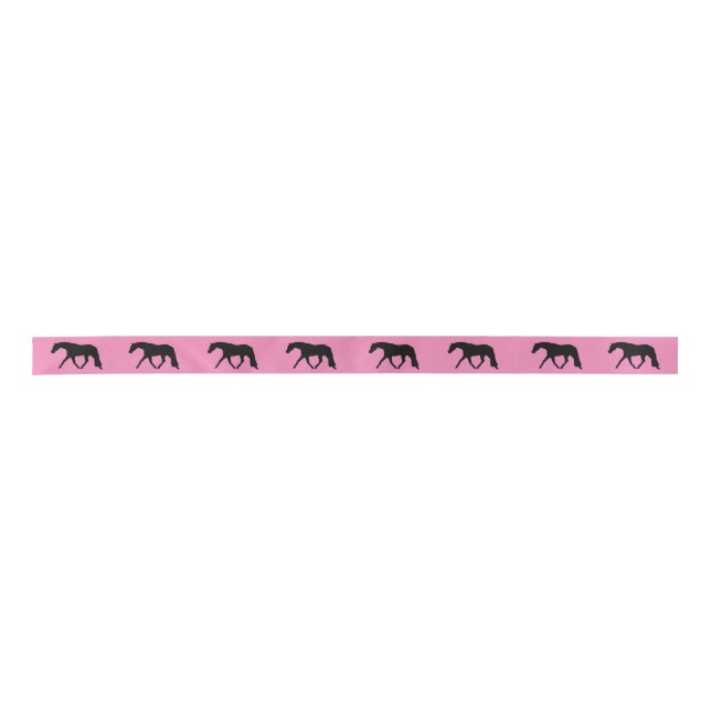 Hunter Horse Ribbon Black  Satin Ribbon (Front)