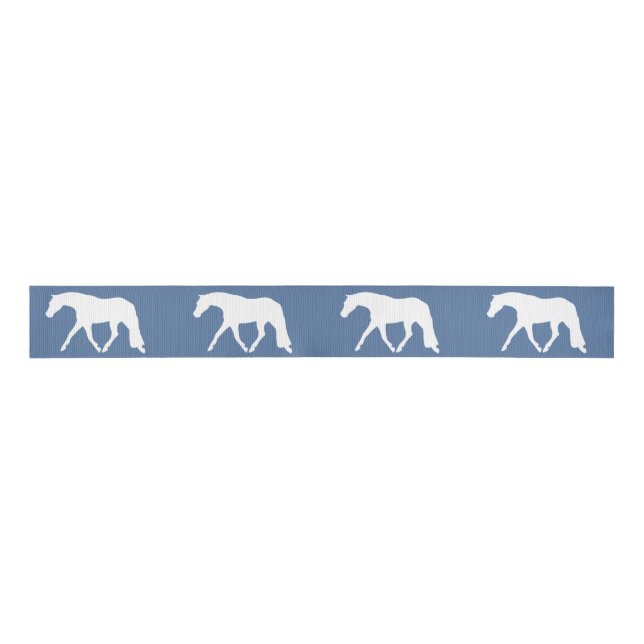 Hunter Horse Show Ribbon White Horses Grosgrain Ribbon (Front)
