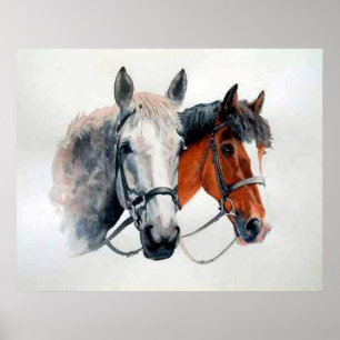 Hunter Horses Portrait Poster Print