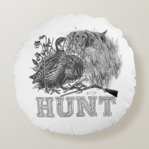 Hunter (Hunting with GSP) Round Cushion
