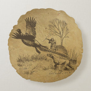 Hunter (Hunting with GSP)   Round Cushion