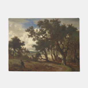 Hunter in a Rural Landscape (Andreas Achenbach) Doormat