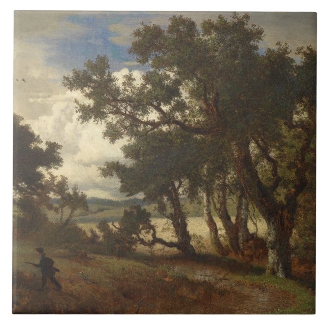  Hunter in a Rural Landscape (Andreas Achenbach) Tile (Front)