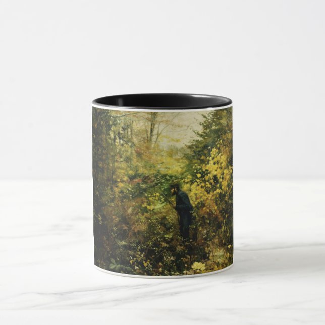 Hunter in the Forest (by H.A. Brendekilde) Mug (Center)