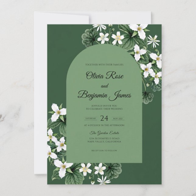 Hunter Jasmine Leaf Wedding Invitation (Front)