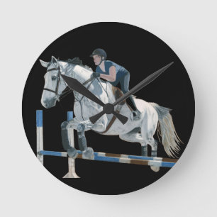Hunter/Jumper Horse Black Wall Clock