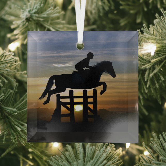 Hunter Jumper Horse Christmas Glass Tree Decoration (Insitu)