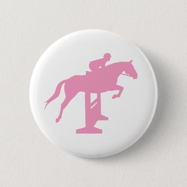 Hunter Jumper Horse & Rider (pink) 6 Cm Round Badge (Front)