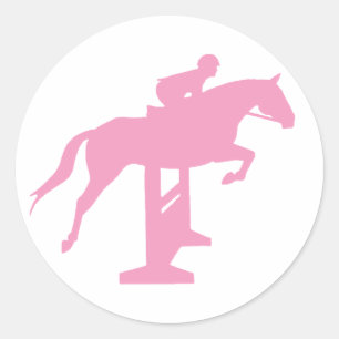 Hunter Jumper Horse & Rider (pink) Classic Round Sticker