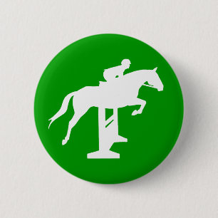 Hunter Jumper Horse & Rider (white) 6 Cm Round Badge