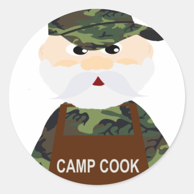 Hunter Mike in Camo Deer Camp Cook Stickers (Front)