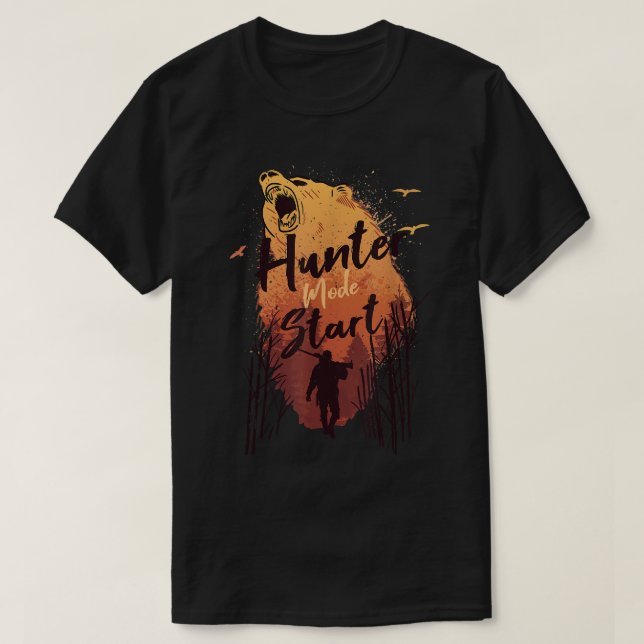 Hunter Mode Start Patriotic Bear Hunting Season Be T-Shirt (Design Front)