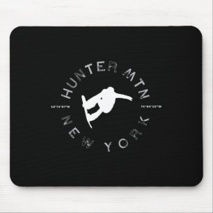 Hunter Mountain Ny Vintage Retro Snowboarding Mouse Mat