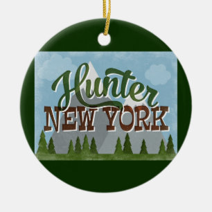 Hunter New York Fun Retro Snowy Mountains Ceramic Tree Decoration