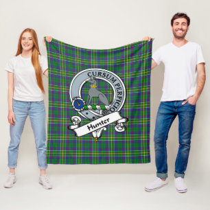 Hunter of Hunterston Clan Badge Tartan Plaid Fleece Blanket