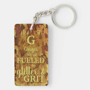 Hunter Orange Camouflage Glitter Camo Name Key Ring