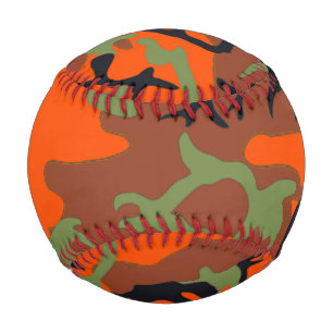 Hunter Orange & Green Camouflage Pattern Baseball