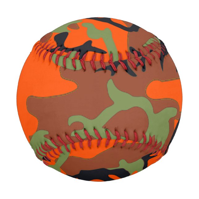 Hunter Orange & Green Camouflage Pattern Baseball (Front)