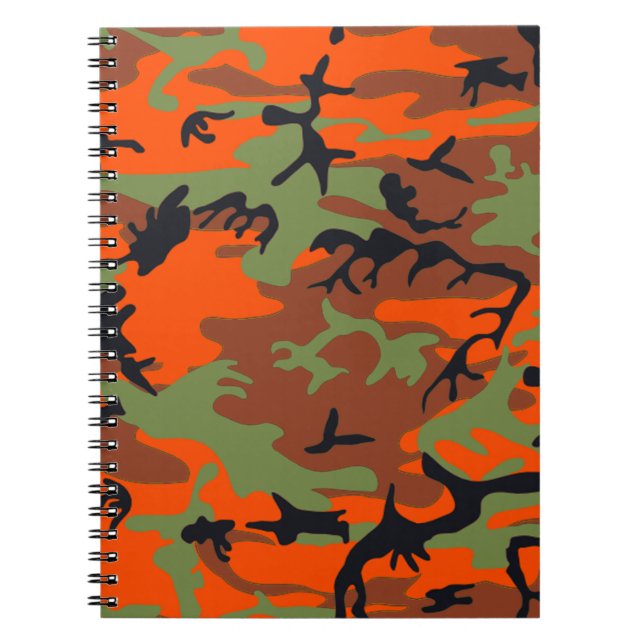 Hunter Orange with Green Camouflage Notebook (Front)