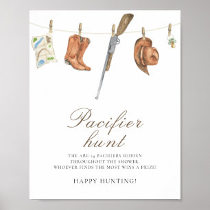 Hunter - pacifier hunt baby shower game poster