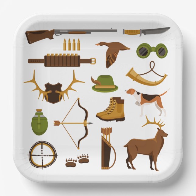 Hunter Paper Plates, Hunting Deer Party Plate (Front)