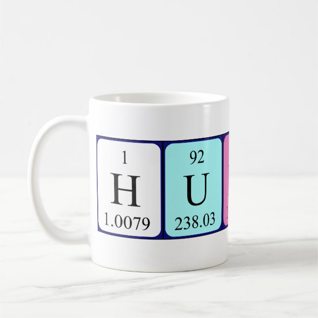 Hunter periodic table name mug (Left)
