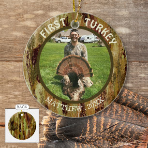 Hunter Photo FIRST TURKEY Hunting Camouflage Ceramic Tree Decoration